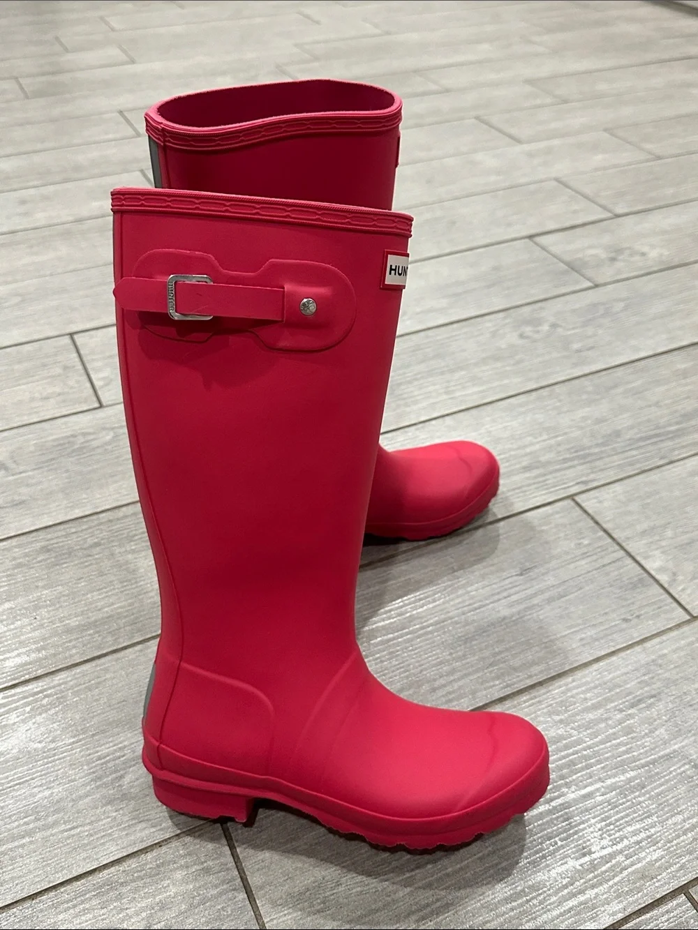 HUNTER Big Kids Original Rain Boots Pink Waterproof Rubber Wellies